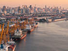 Container Harbour with ships