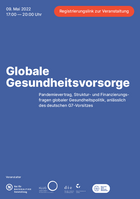 Cover: Programm zum virtuellen Event "Globale Gesundheitsvorsorge"