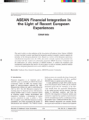 ASEAN financial integration in the light of recent European experiences