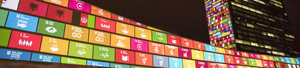 Header Agenda 2030: SGGs auf UN Tower projiziert