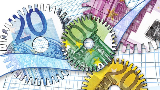 Vorschaubild: Representation of gear-wheels made from banknotes