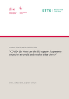 Cover: Event "How can the EU support its partner countries to avoid and resolve debt crises?"