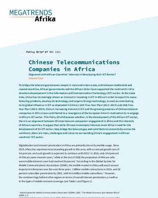 Chinese telecommunications companies in Africa: alignment with African ...